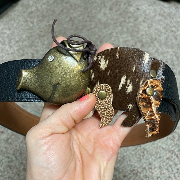 Handmade pig buckle leather belt - Picture 1 of 7